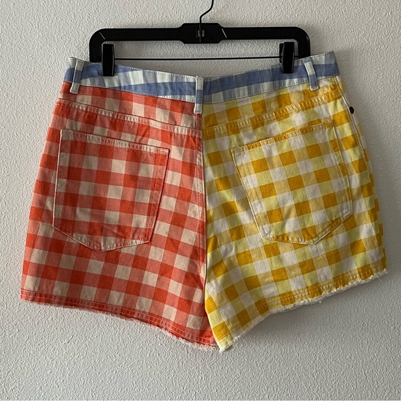 {Farm Rio} for Anthropologie Brand New Gingham Color Block Denim Shorts - Picture 7 of 9